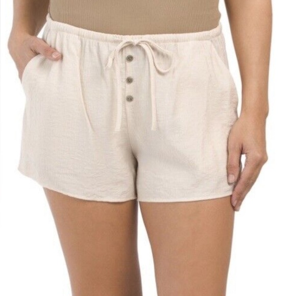 Zara Drawstring Waist Shorts Tan size M - Picture 1 of 7